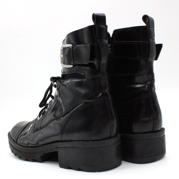 Marc Fisher Womens White 1" Platform Bristyn Block Heel Leather Combat Boots 9M - Picture 4 of 8